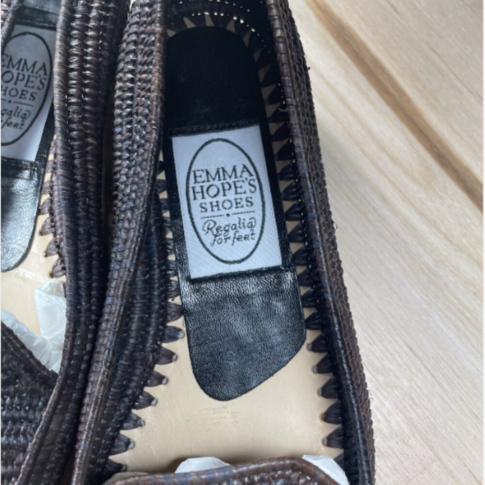 Emma Hope Woven Leather Loafers Brown Italy Women’s Size 7 Flat Comfort Shoe - Picture 2 of 11